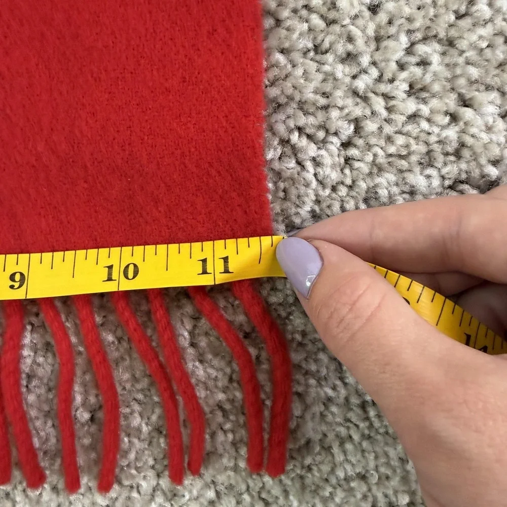 Polo Ralph Lauren Lambswool Scarf Mens One Size Red Fringe Made In Scotland